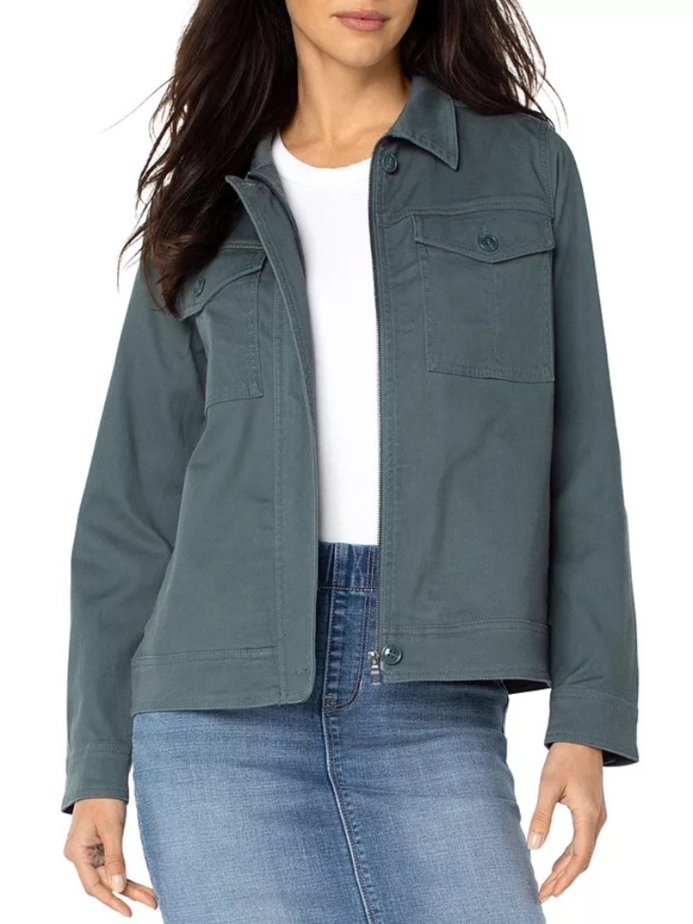 Liverpool Los Angeles Utility Jacket in Teal Lagoon | Size XS